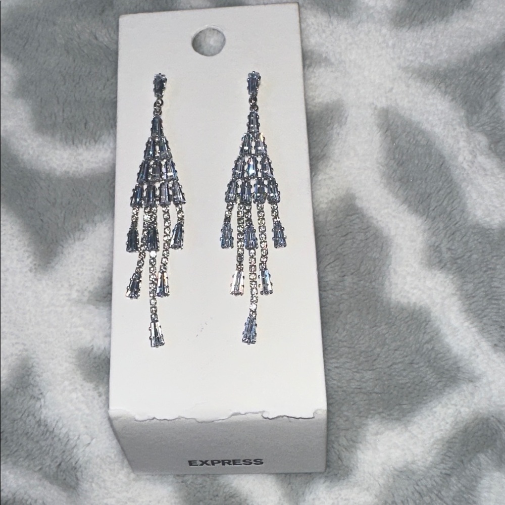 Express Shimmering Silver Tiered Earrings